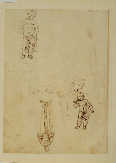 La Virgen y el niño Jesús; dos niños ... de Francesco di Simone (attr. to)
