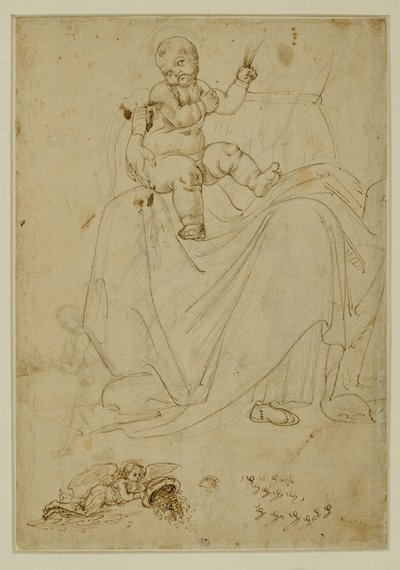 El niño Jesús sobre las rodillas de la Virgen ... de Francesco di Simone (attr. to)