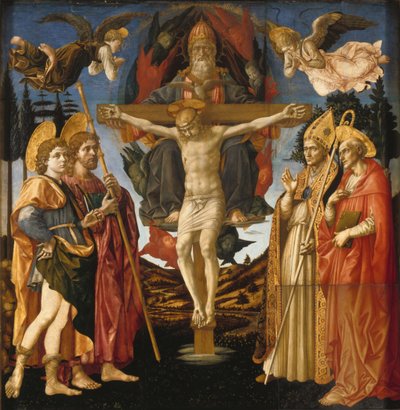 El Panel de la Santísima Trinidad del Retablo de Santa Trinità de Pistoia, 1455-1460 de Francesco di Stefano Pesellino