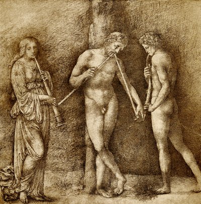 Tres figuras haciendo música de Francesco school of Francia