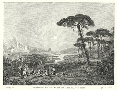 El Concurso de la Lira y la Flauta en el Valle de Tempe (grabado) de Francis (after) Danby