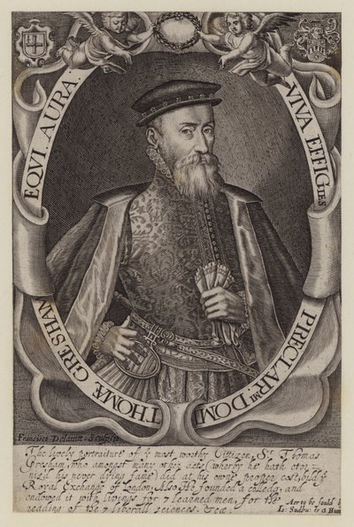 Sir Thomas Gresham, comerciante y financiero inglés, fundador de la Royal Exchange de Francis (after) Delaram