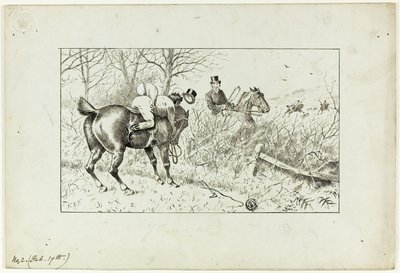 Escena de caza: Caballo y jinete lanzado de Francis Arthur Fraser