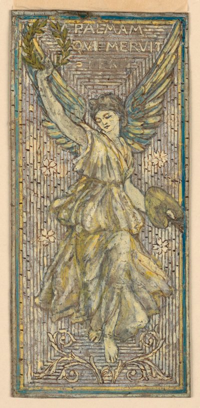 Diseño para Mosaico o Vidriera en Honor a un Pintor ("Palmam Qui Meruit Ferat") de Francis Augustus Lathrop