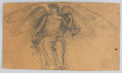 Boceto de ángel con flores de Francis Augustus Lathrop