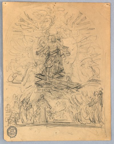 Boceto de figura en una cruz de Francis Augustus Lathrop