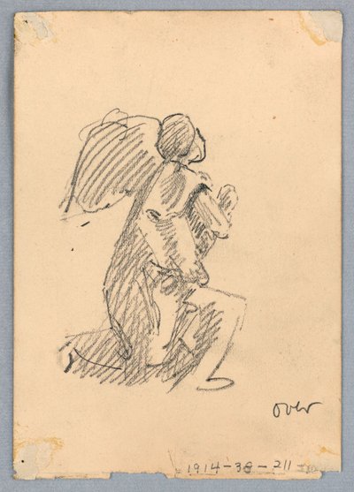 Boceto de ángel arrodillado de Francis Augustus Lathrop