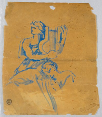 Boceto de dos ángeles de Francis Augustus Lathrop