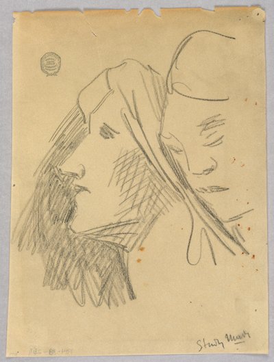 Boceto de dos cabezas de Francis Augustus Lathrop