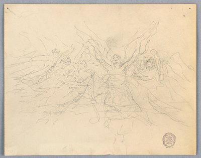 Boceto de ángeles adoradores de Francis Augustus Lathrop