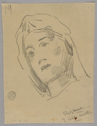 Boceto de la cabeza de una mujer de Francis Augustus Lathrop