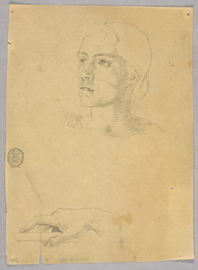 Boceto de la cabeza y mano de una mujer de Francis Augustus Lathrop