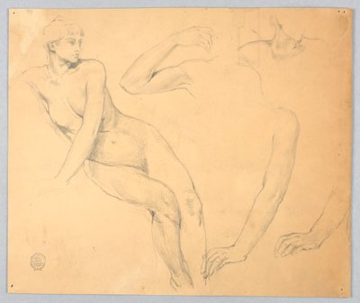 Bocetos de un desnudo femenino y brazos de Francis Augustus Lathrop