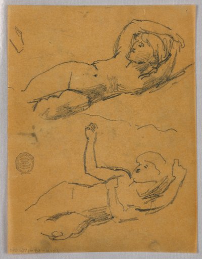Dos bocetos de desnudos femeninos de Francis Augustus Lathrop