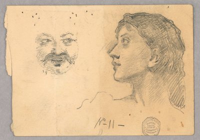 Cabeza de mujer y un rostro de Francis Augustus Lathrop