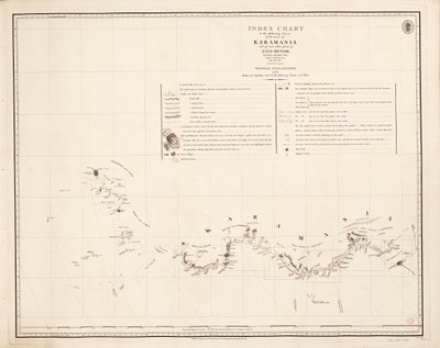 Carta índice del siguiente estudio de la costa de Karamania de Francis Beaufort