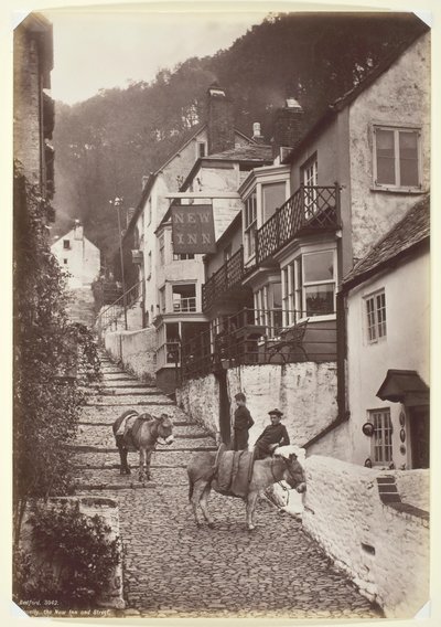 Clovelly, la nueva posada y calle, 1860-94 de Francis Bedford