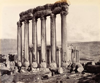 Ruinas del Templo del Sol y el Templo de Júpiter, Baalbek de Francis Bedford