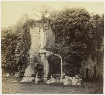 Castillo de Ruïne van Raglan en Monmouthshire Castillo de Raglán. Gran escalera (título sobre el objeto) de Francis Bedford
