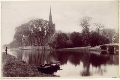 Iglesia de Stratford-upon-Avon, desde el Avon de Francis Bedford