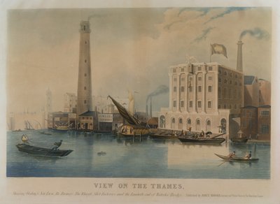 Vista de la nueva fábrica de cerveza Lion Ale de Goding, las obras de hierro de Fowler y la fábrica de balas de Walker, Lambeth, 1836 de Francis Calcraft Turner