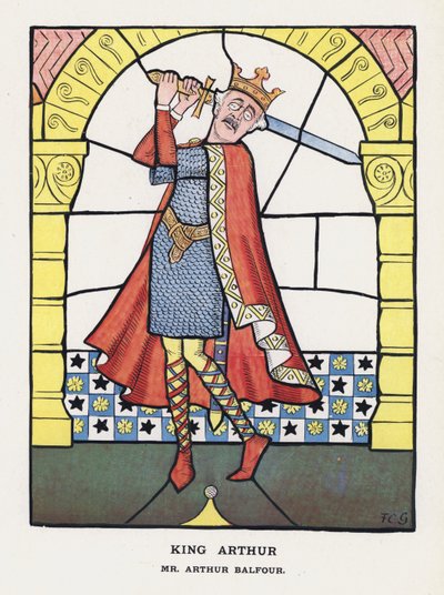 Rey Arturo, Sr. Arthur Balfour (litografía en color) de Francis Carruthers Gould