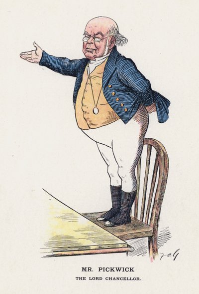 Sr. Pickwick, El Lord Canciller (litografía en color) de Francis Carruthers Gould
