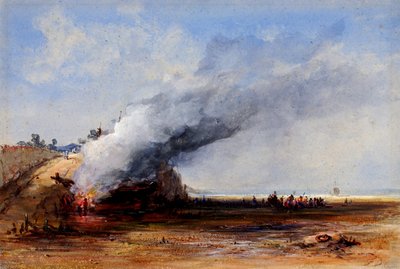 Quema de un Barco Viejo, siglo XIX de Francis Danby