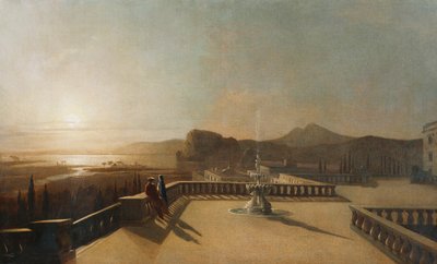 Figuras en una terraza iluminada por la luna de Francis Danby