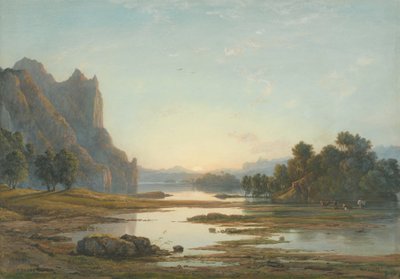 Puesta de sol sobre un paisaje fluvial de Francis Danby