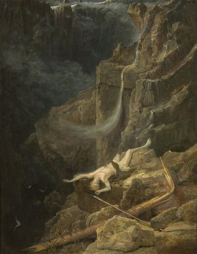 El precipicio, c.1827 de Francis Danby
