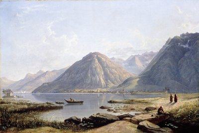 Vista del lago de Ginebra con la ciudad de Villeneuve, 1836 de Francis Danby