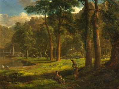 Guerreros descansando en un valle montañoso de Francis Danby