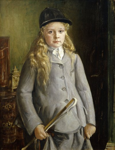 Retrato de una niña, de pie y de medio cuerpo, con vestido de amazona de Francis Dodd