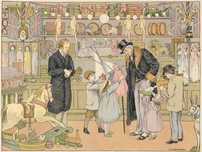 Libro de tiendas de Bedford: Toy-shop (litografía en color) de Francis Donkin Bedford