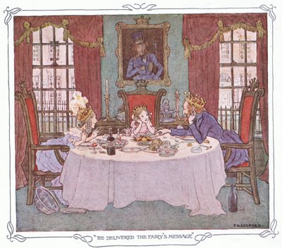 Entregó el mensaje del hada, de The Magic Fishbone pub.by Warne  Co, c.1940 (litografía en color). de Francis Donkin Bedford