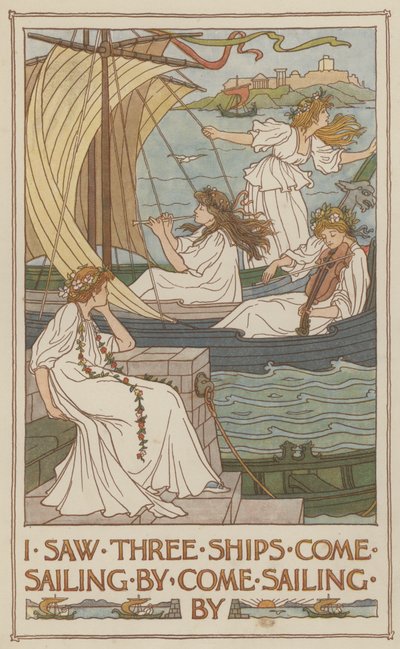 I saw three ships come sailing by, come sailing by (litografía en color) de Francis Donkin Bedford