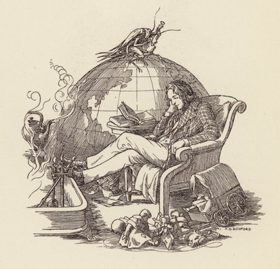 Ilustración de El grillo en la chimenea de Charles Dickens (litografía en color) de Francis Donkin Bedford