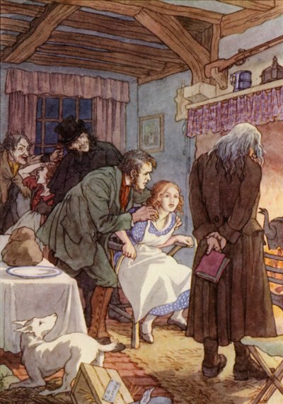 Ilustración de El grillo en la chimenea de Charles Dickens (litografía en color) de Francis Donkin Bedford