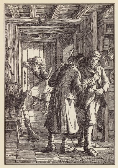 Ilustración de El grillo en la chimenea de Charles Dickens (litografía en color) de Francis Donkin Bedford