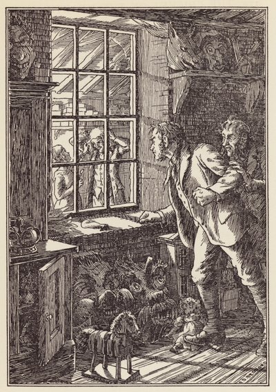 Ilustración de El grillo en la chimenea de Charles Dickens (litografía en color) de Francis Donkin Bedford
