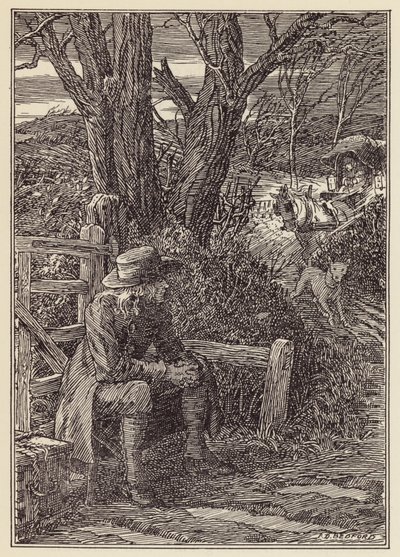 Ilustración de El grillo en la chimenea de Charles Dickens (litografía en color) de Francis Donkin Bedford