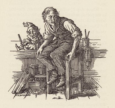 Ilustración de El grillo en la chimenea de Charles Dickens (litografía en color) de Francis Donkin Bedford