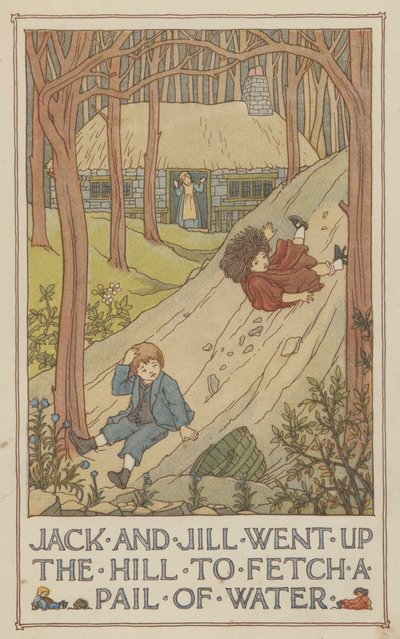 Jack y Jill subieron a la colina a por un cubo de agua (litografía en color) de Francis Donkin Bedford