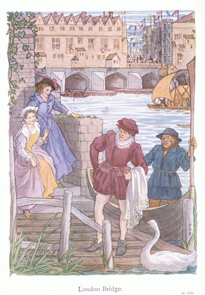 Puente de Londres (litografía en color) de Francis Donkin Bedford