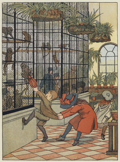 Londres: The Monkey House (litografía en color) de Francis Donkin Bedford