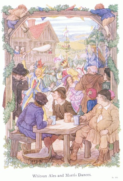 Whitsun ales and Morris dancers (litografía en color) de Francis Donkin Bedford