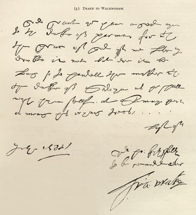 Carta de Sir Francis Drake a Sir Francis Walsingham firmada el 29 de julio de 1588, publicada en 