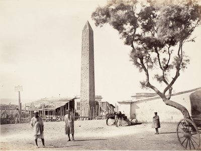Obelisco egipcio, Aguja de Cleopatra, en Alejandría, Egipto de Francis Frith