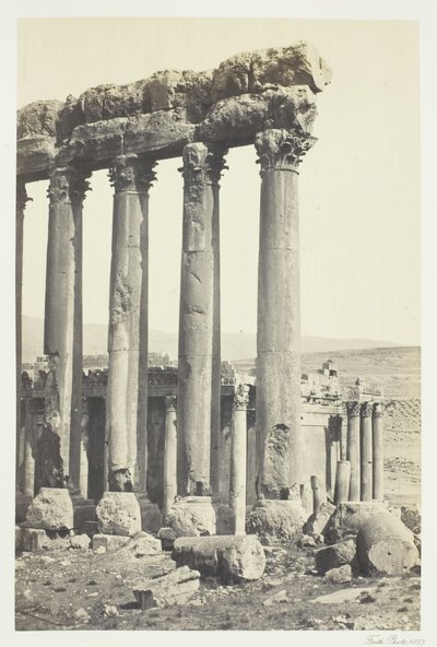 Los grandes pilares y el templo menor, Baalbec, 1857 de Francis Frith